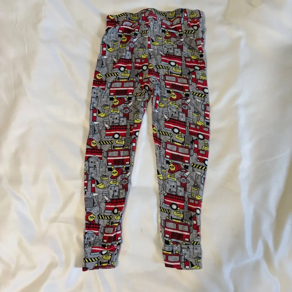 Mick Mack LTD Kids 24M Bamboo Viscose Fire Truck Pajama Set Gray Red 2 Piece